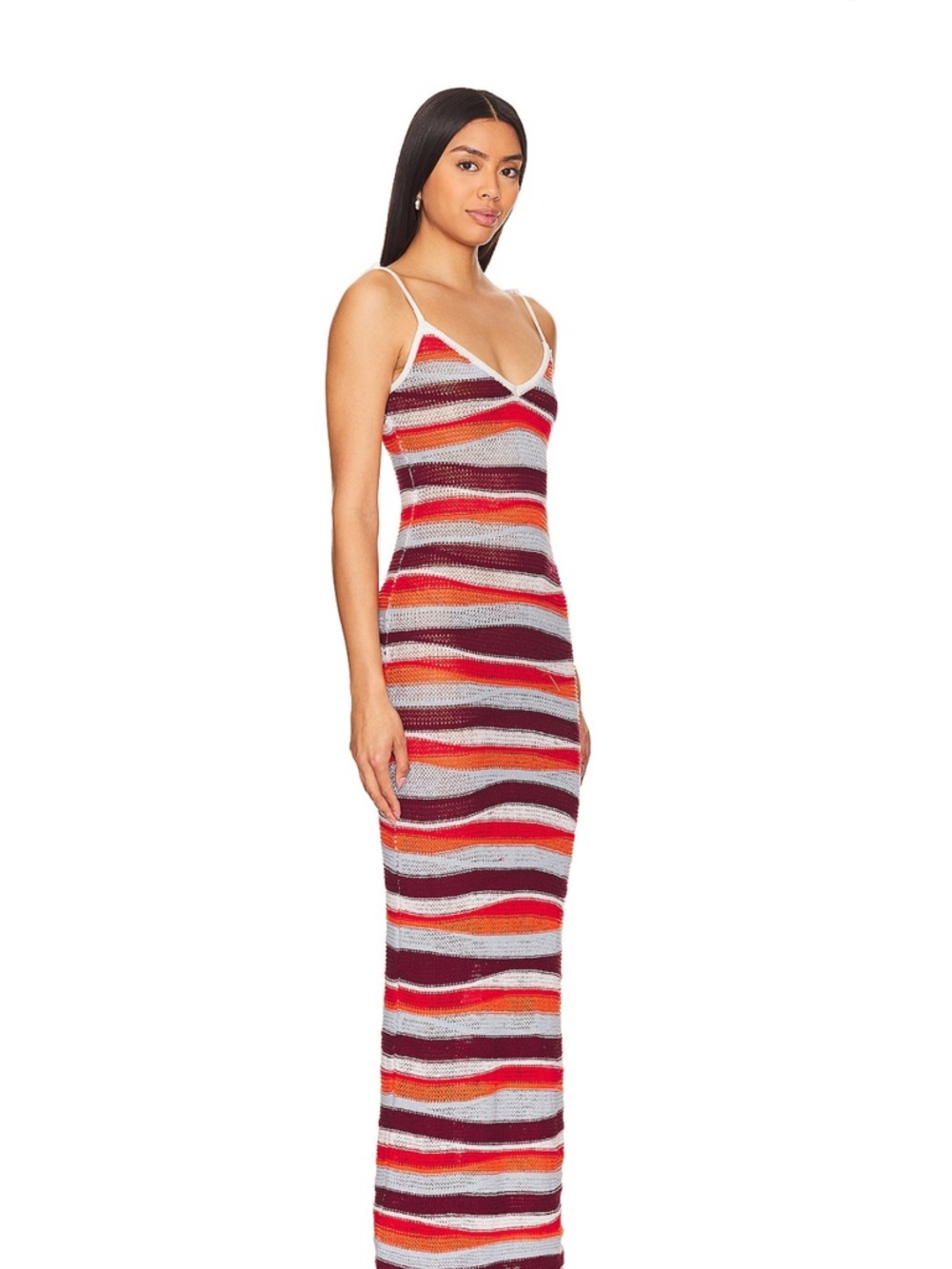 Sienna Maxi Dress in striped Orange Multi